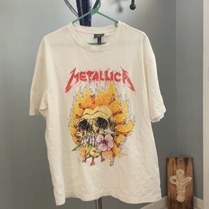 H&M White Metallica Graphic T-Shirt